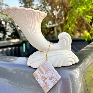 Elegant White Ceramic Cornucopia Vase